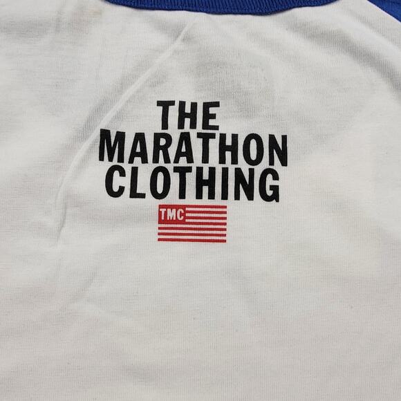 The Marathon Clothing Crenshaw Shirt Mens Small White Royal Raglan MRT88618 - Picture 4 of 10